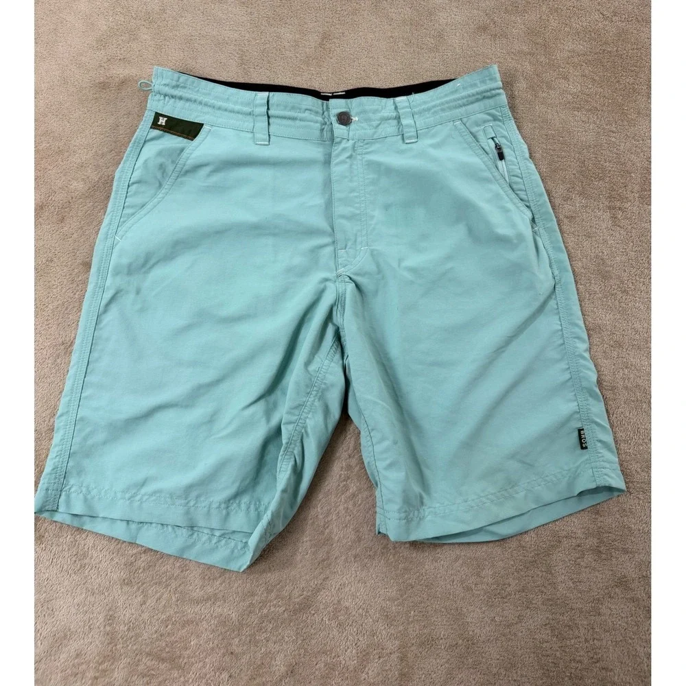 Howler Brothers Horizon Hybrid Shorts Mens 31 Aqua BlueNylon Ripstop Fishing EUC